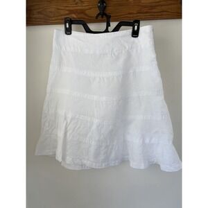 Richard Malcolm Women's Linen Skirt Size 6 White Fully Lined EUC Natural Fiber